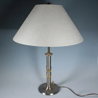 Lampe de table en laiton et acier inoxydable, années 1980.