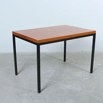 Rectangular table made of teak and metal from the 1960s.