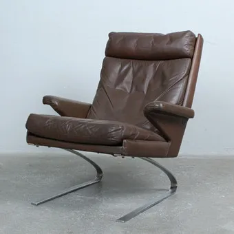 REINHOLD ADOLF & HANS-JÜRGEN SCHRÄPFER. für COR, Swing Lounge Chair / Sessel, Leder, Deutschland, 1970er.