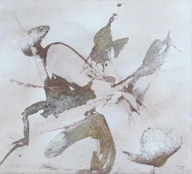 HERMANN FOCKE (1924-2020). Lepidlo/barevné pigmenty na kartonu, '' Bez názvu '', signováno, (1993).