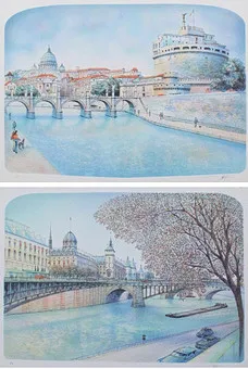 ROLF RAFFLEWSKI. (bk). 'Městské pohledy', E.A., Pár litografií, signováno, (2).