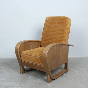 Fauteuil Art déco vers 1930, bois, tissu.
