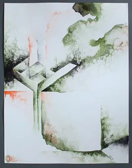 HEINZ DIETER EBERT. Mischtechnik, signiert, 1994, ca. 50 x 65 cm.