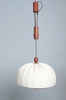 DOMUS. Teak pendant light, Denmark, 1960s.