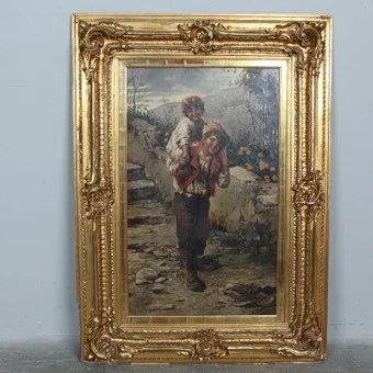 Malarz włoski ok. 1900, olej na płótnie, '' Bez tytułu ''.