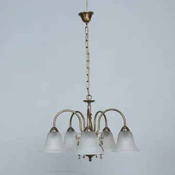 Antike Deckenlampe , Messing , Glas.