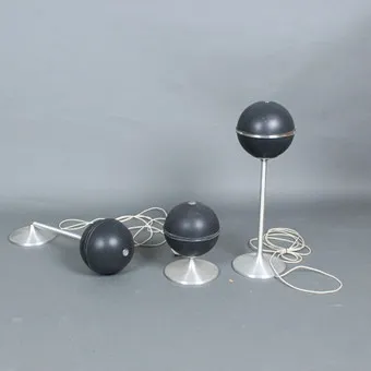 GRUNDIG. Drie bolvormige luidsprekers, model 'Audiorama', metaal, staal, verchroomd, jaren 1970, Duitsland (3).