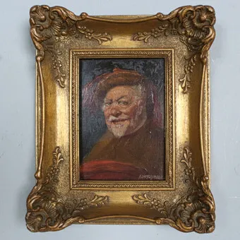 ALFRED ZIMMERMANN (1854-1910). Olej na desce, ''Portret Sir Johna Falstaffa''.