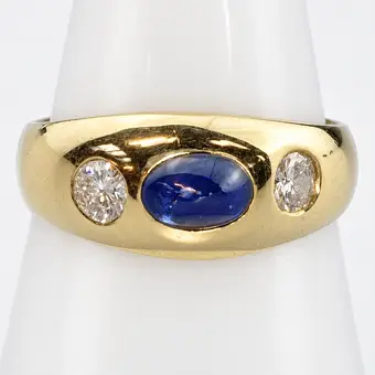 SAPHIR-BRILLANT-RING - Gelbgold 585/000 (14K).