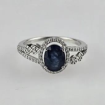 Saphir- / Diamant-Ring - Platin 950, 1,66 ct.