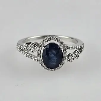 Saphir- / Diamant-Ring - Platin 950, 1,66 ct.