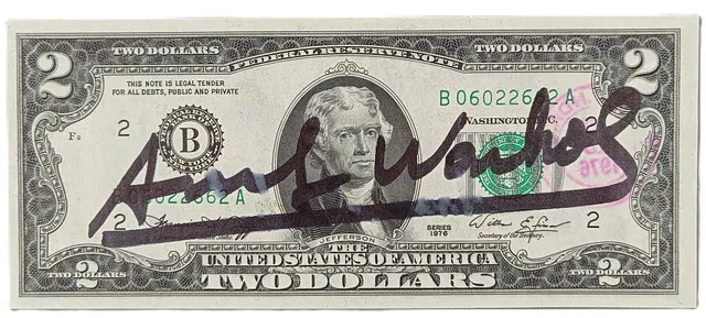 WARHOL, ANDY. ПОСЛЕ. «Two Dollar Bill» с подписью, 1976.