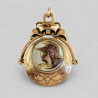 PENDENTIF EN OR avec médaillon rotatif - probablement fin 19e s., or jaune 14K (testé).