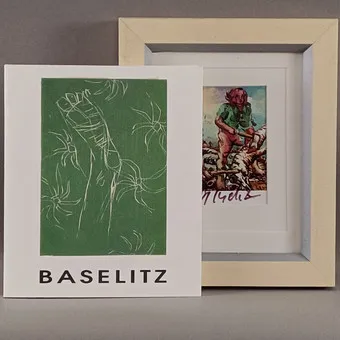 BASELITZ, GEORG. "Portrait E50, heimlich"(1967), handsignierte Kunstpostkarte.