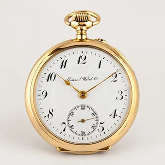 Dámské kapesní hodinky - IWC Schaffhausen, Švýcarsko, kolem 1908, hladké pouzdro Lépine ze 14karátového žlutého zlata.
