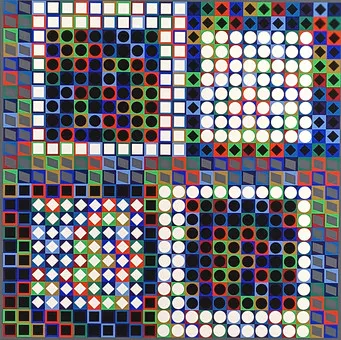 VASARELY, VICTOR. Kinetische Komposition, Farbsiebdruck auf Papier.