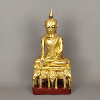 Bouddha sur trône d'éléphants - Birmanie, 20e s.