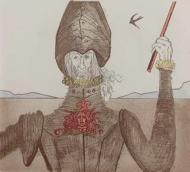 DALÍ, SALVADOR. "Don Quixote (The Dreamer)", 1980, Farbradierung mit Aquatinta und Kaltnadel.