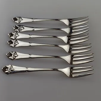 Six fourchettes à gâteau en argent « Frans Lilje ».