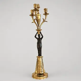 TRÓJRAMIENNY KANDELABR EMPIRE - prawdopodobnie Francja, ok. 1800/1. tercja XIX w., brąz.