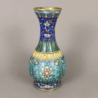 VASE BOUTEILLE CLOISONNÉ - CHINE 19E S.