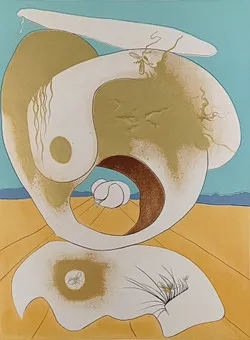 DALÍ, SALVADOR. "Vision Planétaire et scatologique", geprägte Kaltnadelradierung mit Farblithografie.