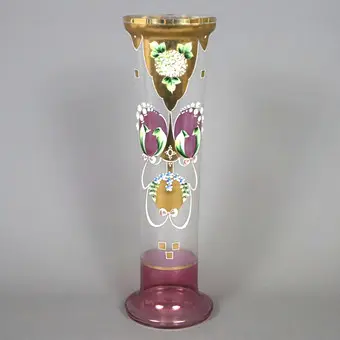 GROSSE JUGENDSTIL-VASE - UM 1900, GOLDMALEREI, EMAILDEKOR.