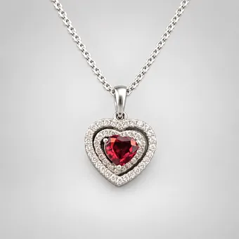 DIAMANT-HERZANHÄNGER MIT KETTE.