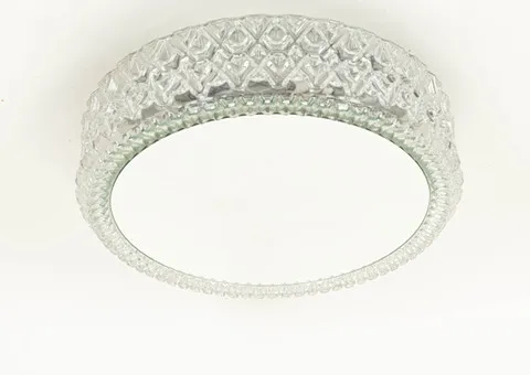 Glashütte Limburg, große Deckenlampe / Wandspiegel, 1960er Jahre.