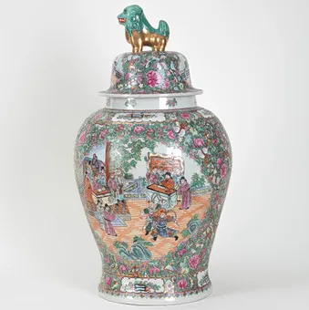 Große Deckelvase, Guangxu-Marke, Kanton, China, 20. Jh.