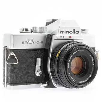 Minolta SR T MC-II (SN 9060862) с объективом Minolta Lens MD Rokkor 1:2/45mm (SN 1992675).