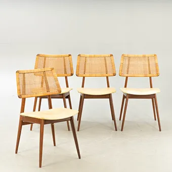CASALA. Čtyři židle s pleteným opěradlem, Německo, 1950-1960 (4).