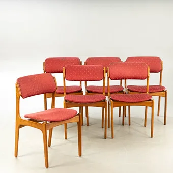 ERIK BUCH. O. D. Møbler, шесть стульев из тика, Дания, 1960-е годы (6).