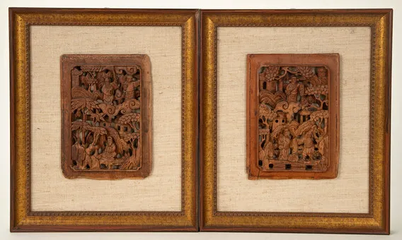 Zwei Reliefschnitzereien, China, Anfang 20. Jh. (2).