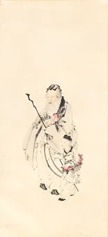 LI JIE (李洁). Bůh dlouhověkosti (Shoulao) s chlapcem, Čína, republikánské období, rané 20. stol.