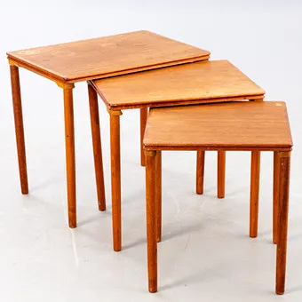 Teak nesting tables, Denmark, 1960s (3).