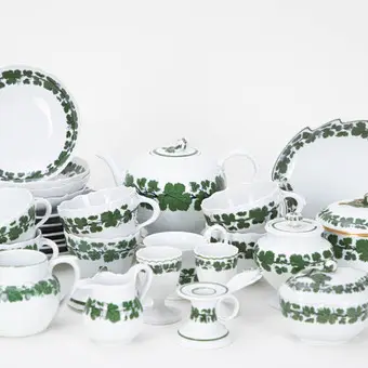 MEISSEN. Serwis do kawy dekor 'Weinlaub', XIX/XX w. (28).