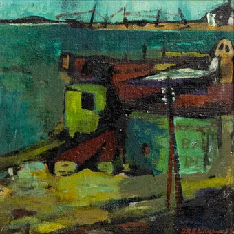 REINHARD DRENKHAHN (1926-1959). Grüne Landschaft mit Insel.