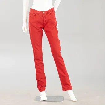 CHANEL. Spodnie jeansowe w kolorze czerwonym, FR 38.