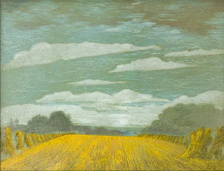 CARL EMIL UPHOFF (1885-1971). Pole z kopicami zboża.