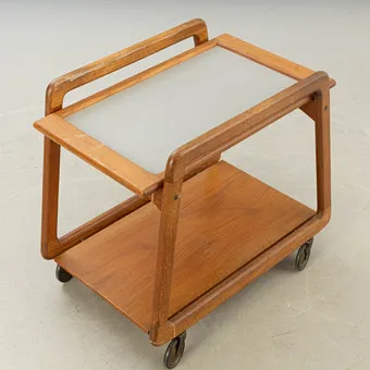 Sika Møbler. Teak serving trolley. Denmark, 1960s.