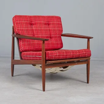 MID-CENTURY armchair / Lounge Chair, teak, wool fabric, 1960s, Germany.