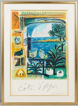 HENRI DESCHAMPS (1898-1990) NACH PABLO PICASSO (1881-1973). 'Cote d'Azur', Lithografie, 1962, Mourlot, Paris, Frankreich.