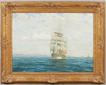 MICHAEL ZENO DIEMER (1867-1939). Dreimaster auf offener See, Ölgemälde.