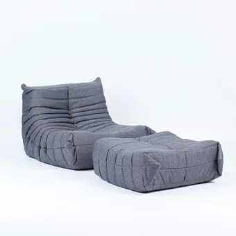 MICHEL DUCAROY. Ligne Roset, кресло / lounge chair с оттоманкой, модель 'Togo', текстильная ткань, дизайн 1973, Франция. (2).