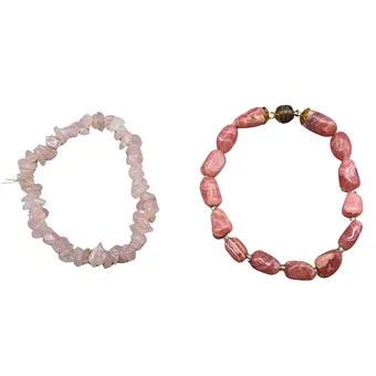 Set van twee roze edelsteenarmbanden.