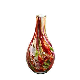 MUNDGEBLASENE VASE AUS BUNTEM ÜBERFANGGLAS.