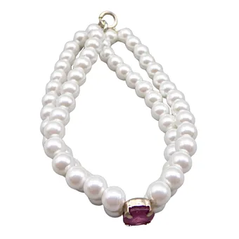 Bracelet de perles avec un rubis naturel de 2,4 ct et argent 925.
