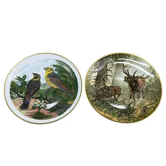 Sběratelské porcelánové talíře KAISER "HOHE ZEIT" a "HEIMLICHE SINGVÖGEL".