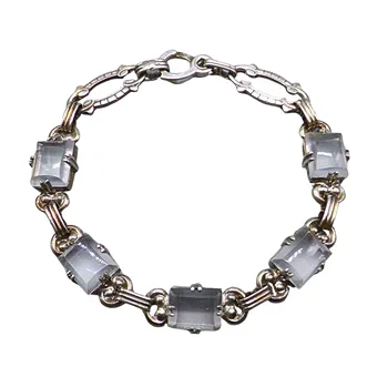 Link bracelet in 835 silver with rectangular stones.